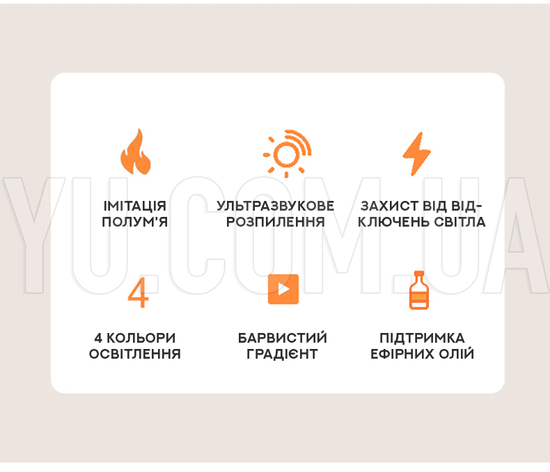 Лампа увлажнитель воздуха Docsal Flame 3в1
